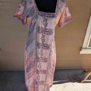 Floral Pink and Gray Women's Dress